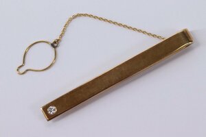 TIFFANY&Co. ティファニー タイピン 14K 14金 ゴールド 1P ダイヤモンド　ネクタイピン　タイクリップ　8106-A①