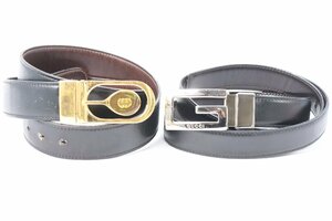 【2点】 GUCCI グッチ ベルト バックル シルバー ゴールドカラー ブラック メンズ ファッション 小物 8431-B