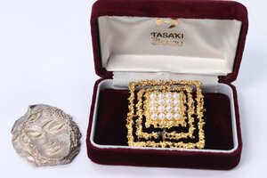 【2点】TASAKI 田崎真珠 タサキ パール ブローチ 純銀 ペーパーウェイト シルバー 9936-A