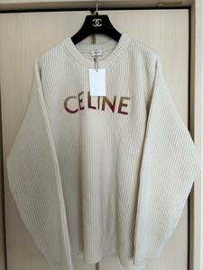 CELINE セリーヌ　オフホワイトニット　セーター　近年物　キラキラ　タグ付き　未使用　メンズ