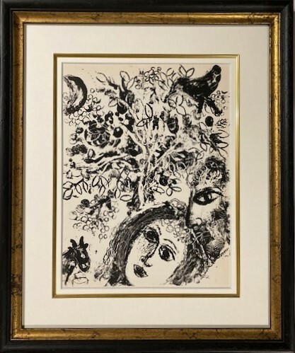 【特価】　≪　　マルク・シャガール　　≫　　オリジナルリトグラフ【石版画】　　　1960年　　　COUPLE BESIDE TREE　　　MARC　CHAGALL