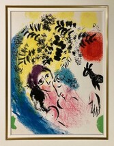 【特価】　≪　　マルク・シャガール　　≫　　オリジナルリトグラフ【石版画】　　　1960年　 　LOVERS WITH RED SUN 　　　MARC　CHAGALL_画像2