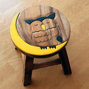 スツール 木製 椅子 いす イス ミニスツール 玄関 花台 ミニテーブル ウッドチェア おしゃれ ふくろう 梟 子供椅子 みみずくさん