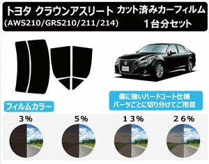 【ノーマルスモーク透過率26％】トヨタ クラウンアスリート (AWS210/GRS210/GRS211/GRS214) カット済みカーフィルム リアセット