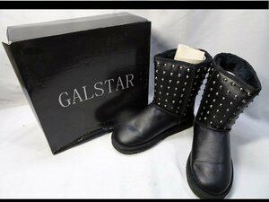 ◆GRLASTAR スタッズブーツ ショート丈 Mサイズ ブラック 合皮 レザー 靴 元箱