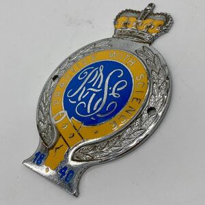 1円スタート RASE/英国王立農業協会 『Practice With Science』 CAR BADGE イギリス カーバッジ エンブレム グリルバッジ デッドストック