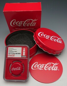 【訳あり】フィジー コカ・コーラ 銀貨 シルバーコイン NGC鑑定 PF70 コカコーラ Coca-Cola ボトルキャップ型 銀貨【ゆうパック送料込み】