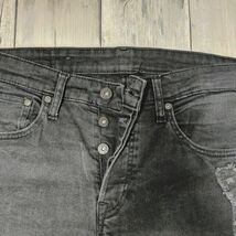 ☆H&M エイチアンドエム☆ブラック スキニー ストレッチ USED クラッシュ加工 デニム パンツ SKINNY LOW WAIST W34 S503_画像3