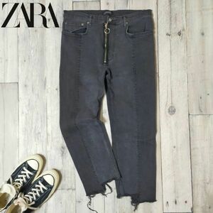 ☆ZARA WOMAN ザラ☆プレミアムデニムコレクション ストレッチ センタープレス カスタム デニム パンツ レディース W32 S979