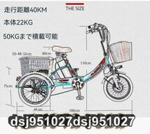 電動三輪車 飛び出し防止機能付き 電動アシスト 三輪三輪電動高齢者大人用 48V 250W 積載量100KG_画像8