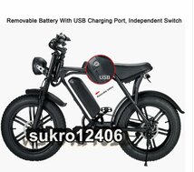 大人用電動自転車 7シマノ速度 ワイドホイール付き1000W 48V 15ah容量のリチウム電池，_画像2