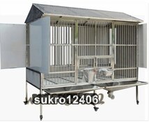 ステンレススチール製 犬用 ケージ 屋外防雨 トレイ ユニバーサルホイール 断熱 トイレ 中型犬用 耐荷重500kg 110*75*158cm_画像1