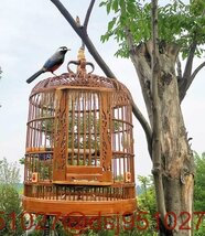 手作り 鳥かご 木彫り 彫刻 竹製 竹細工 工芸品 龍 木製 鳥籠 アンティーク_画像6