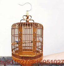 手作り 鳥かご 木彫り 彫刻 竹製 竹細工 工芸品 龍 木製 鳥籠 アンティーク_画像9