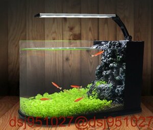 観賞魚飼育ミニ水槽 ガラス水槽 小型水槽 小型ガラス ルームグラス ガラス 容器 水族館 LED照明築山 省エネ 観賞魚用 アクアリウム