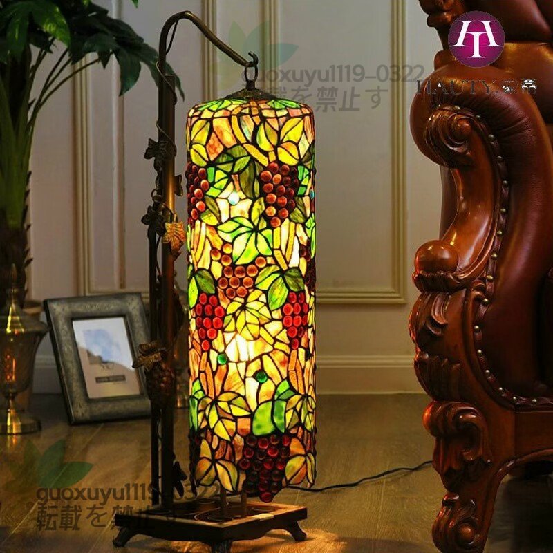 Indoor Art Tiffany Stained Glass Lamp Table Light Grape Antique Style Glass Interior Stand Light Height (approx.) 8 3cm, hand craft, handicraft, glass crafts, Stained glass