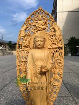 仏教美術 大型 阿弥陀如来 極上の木彫 精密彫刻 仏像 手彫り 仏師手仕上げ品 総高52cm_画像5