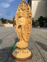 仏教美術 大型 阿弥陀如来 極上の木彫 精密彫刻 仏像 手彫り 仏師手仕上げ品 総高52cm_画像3