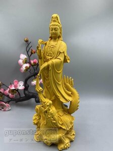 極上の木彫 御龍観音 仏教美術 極上品 精密彫刻 仏像 手彫り 観音菩薩