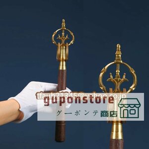 「密教法具 寺院用仏具」極上品 錫杖 仏具 仏教美術 真鍮製 長さ36cm