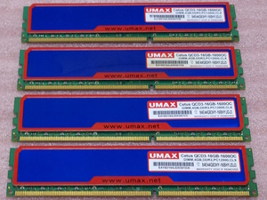 ∠UMAX Cetus QCD3-16GB-1600OC - PC3-12800/DDR3-1600 240Pin DDR3 SDRAM 16GB(4GB x4) 動作品