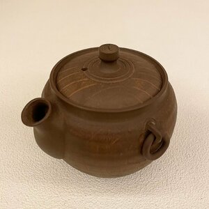 ■常滑焼 陶寿造 遊環耳 煎茶器 朱泥 急須 煎茶道具 煎茶 宝瓶 横手急須 古玩 q39