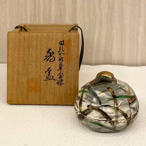 ■平安 京泉 倣乾山秋草宝珠香合 共箱 茶道具 京焼 清水焼 香道 蓋物 q46