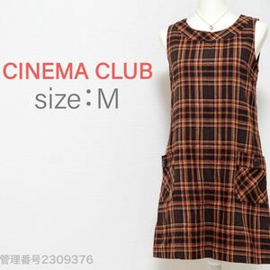 【送料無料】CINEMA CLUB(シネマクラブ)ノースリーブ　ひざ丈ワンピース　スクエアネック　チェック柄　秋冬　ウール混