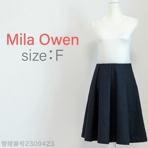 【送料無料】Mila Owen(ミラオーウェン)秋冬ワンピ　ウール混　ノースリーブひざ丈ワンピース　チャコールグレー