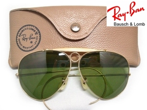 70s Vintage B&L USA RayBan SHOOTER 10K GO金張りGold#3 レンズ62mmシュータRBグリーンshootingアメリカ製ボシュロム ゴールド サングラス