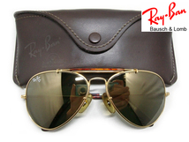 希少Vintage B&L RayBan OUTDOORSMAN G15DH DiamondhardダイヤモンドハードGoldミラーレンズUSAボシュロムBLアメリカ製ゴールド金_画像1