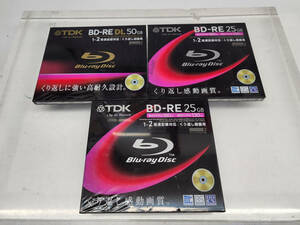 　M21★ R51102　新品　TDK　録画用ブルーレイディスク　BD-RE 25GB / BD-RE DL 50GB　1-2倍速　3枚セット ★