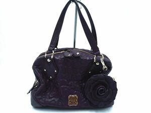 ANNA SUI アナスイ レザー ミニポーチ付 ハンド バッグ 紫 ■■ ☆ dka8 レディース