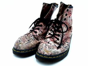 Dr.Martens ドクターマーチン 8ホールブーツ ロンドン 総柄 レースアップ ブーツ size（24.0cm位）/赤 ■■ ☆ dkb3 レディース