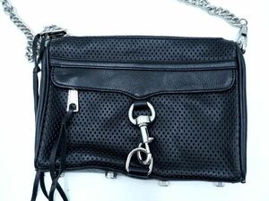 REBECCA MINKOFF レベッカミンコフ レザー チェーン ショルダー バッグ 黒 ■■ ☆ dkc4 レディース