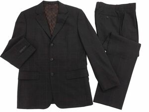 COMME CA DU MODE コム サ デ モード ウール100% チェック セットアップ ジャケット パンツ スーツ sizeS/こげ茶 ◇■ ☆ djd1 メンズ