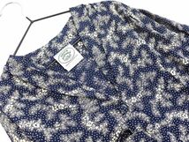 ネコポスOK LAURA ASHLEY ローラ アシュレイ Vネック 花柄 ドット ブラウス シャツ size36/紺 ◇■ ☆ dka6 レディース_画像3