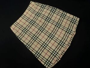 BURBERRY バーバリー ウール100% チェック ボックスプリーツ Aライン 台形 スカート size40/ベージュ ◇■ ☆ dka6 レディース