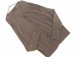 ネコポスOK DAMA COLLECTION ダーマコレクション シルク混 ニット カーディガン size3L/モカ ◇■ ☆ dkb3 レディース