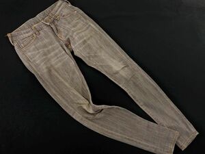 MUVEIL WORK ミュベールワーク USED加工 リボンポケット スキニー デニムパンツ size34/グレー ■■ ☆ dkb4 レディース