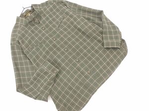 Leilian レリアン チェック スタンドカラー ブラウス シャツ size13+/カーキ ◇■ ☆ dkb4 レディース