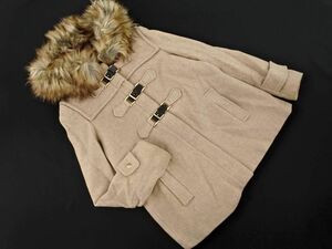 ZARA WOMAN ザラ ウーマン ウール混 ファー フード コート sizeM/ベージュ ◆■ ☆ dkb7 レディース