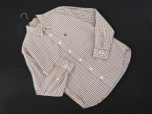 BROOKS BROTHERS ブルックスブラザーズ チェック ボタンダウン シャツ sizeS/ブラウンｘ青 ◇■ ☆ dkb6 メンズ