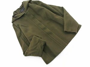 INDIVI Indivi wool 100% hood short coat size40/ khaki *# * dkc9 lady's 