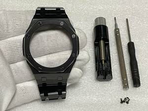 ★訳あり★G-SHOCK★GA-2100/GA-B2100に取り付け可能メタルバンド・カバー■社外品（B1110）ブラック　アウトレット