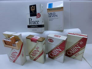 見本 たばこ『ピース ライト BOX』『マイルドセブン』『キャビン』85.マイルド.スーパーマイルド.BOX/たばこ包装模型/6点.まとめて