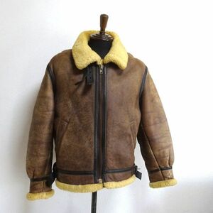 ◆羊革 PALMUS パームス B-3 フライトジャケット F-16 FIGHTER JACKET ムートン 茶 ブラウン M