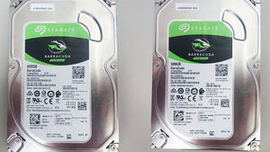 SEAGATE　ST500DM009　500GB　3.5インチ　HDD　SATA　2個　30時間　4時間