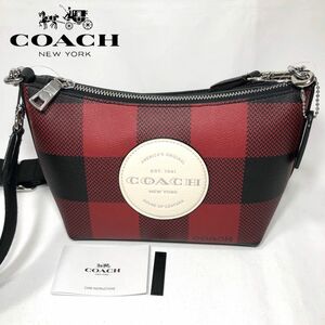 【新品】COACH コーチ 2WAY ショルダーバッグ レッド ブラック チェック C1551