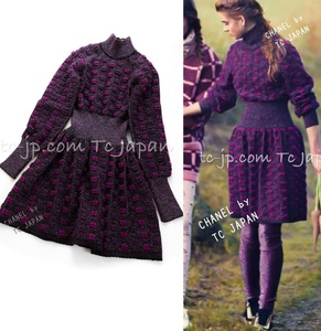 84 ten thousand super-beauty goods Chanel CHANEL high quality purple * Magenta * ribbon * wool *mo hair * Ran way appearance .... knitted * One-piece 34